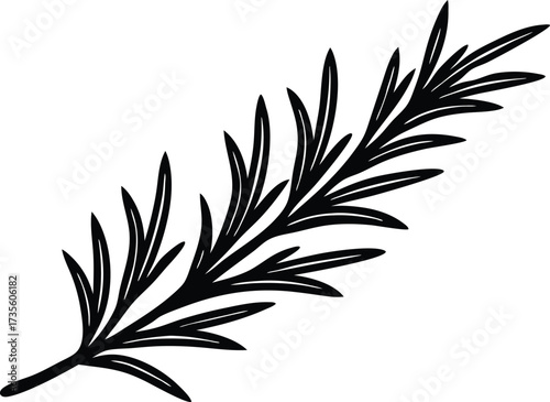 rosemary branch icon, culinary green symbol
