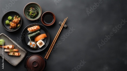 Professional food photography of japanese cuisine with copy space