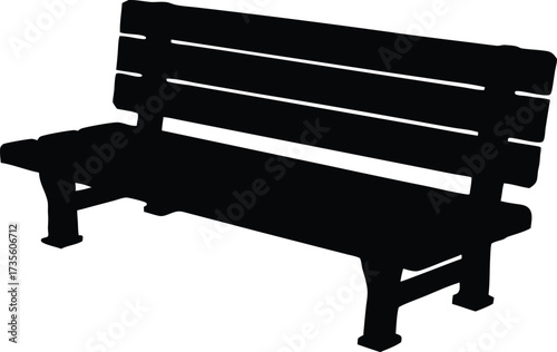 rustic bench icon, garden furniture symbol
