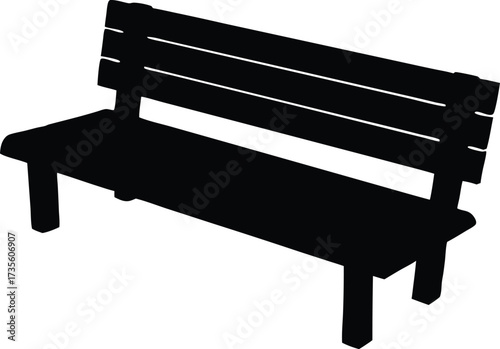 rustic bench silhouette vector, wooden seat illustration
