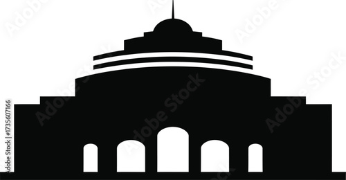 Silhouette of a grand building with a domed roof