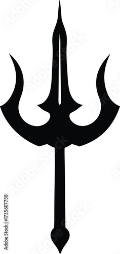 trident symbol silhouette, three pronged spear
