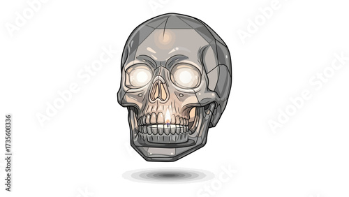 Illuminated Skull: A detailed illustration of a skull with glowing eyes. It represents the concept of life and death, using artistic expression in a way that's both captivating and symbolic.