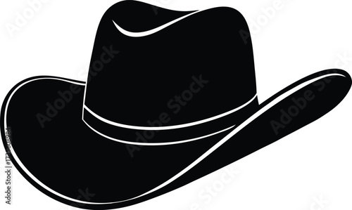 cowboy hat silhouette vector, wild west fashion illustration
