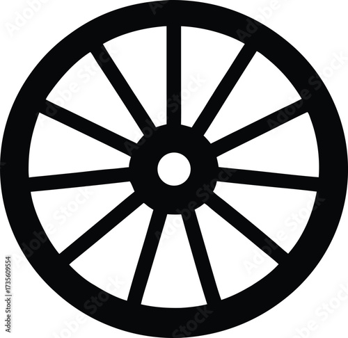 wagon wheel silhouette, old wooden spoke

