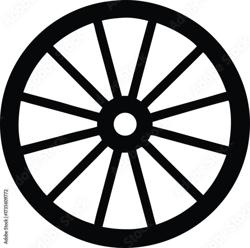wagon wheel icon, western cart symbol

