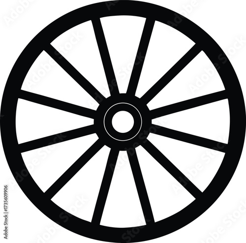 wagon wheel silhouette vector, vintage wheel illustration
