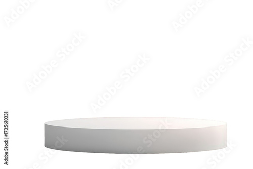 White Cylindrical Display Stand on Transparent Background Minimalist Product Showcase Platform Smooth Surface Clean Design Modern Aesthetic Simple Geometric Shape Spotlight Effect for Presentation