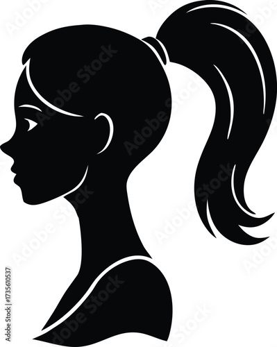 woman ponytail icon, hair fashion symbol
