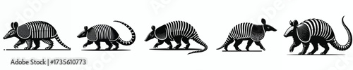 black and white silhouette vector of an armadillo
