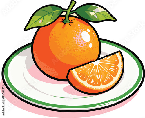 Fresh whole and sliced orange fruit on a white plate.