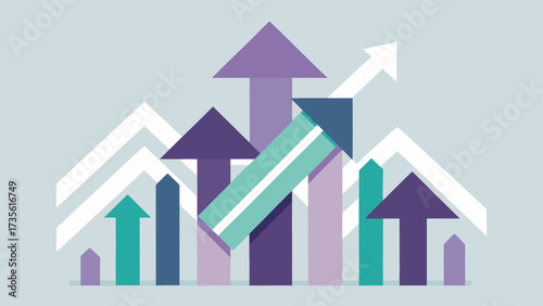 Colorful arrows pointing upward representing growth, success, and business progress in a modern abstract style