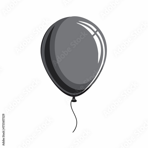 Glossy black balloon with reflection, stylish decoration for party, Halloween, or elegant celebration events.