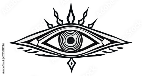 Black and white tribal fish vector illustration with animal head and pattern perfect for a tattoo design or logo