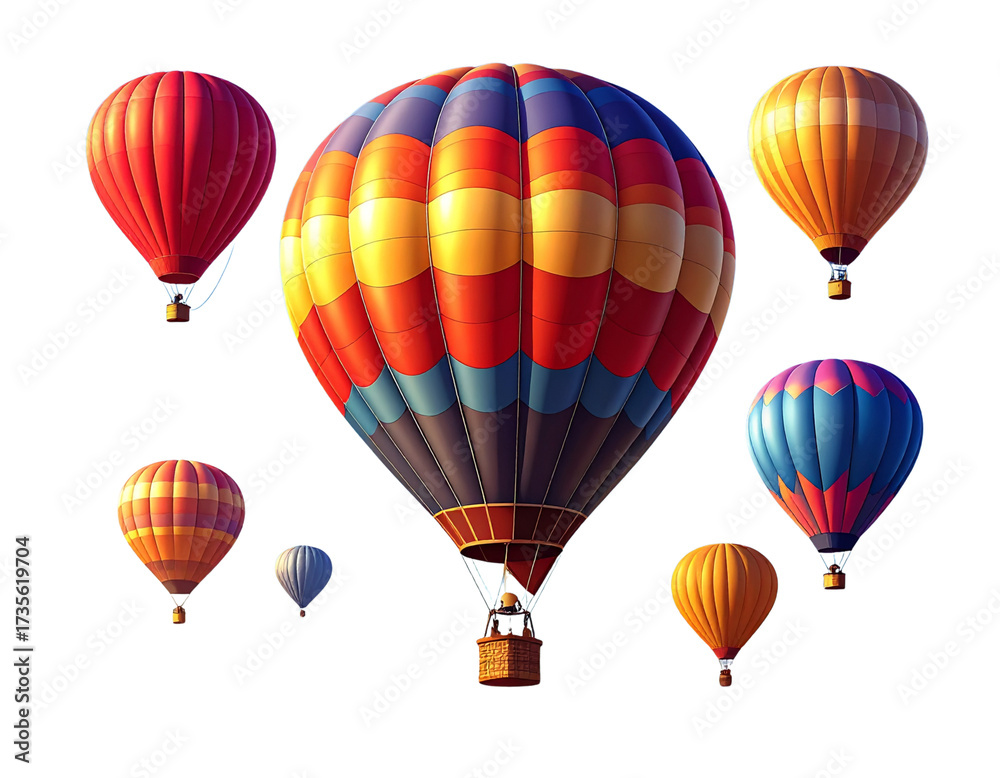Fototapeta premium Colorful Hot Air Balloons Flying in the Sky PNG