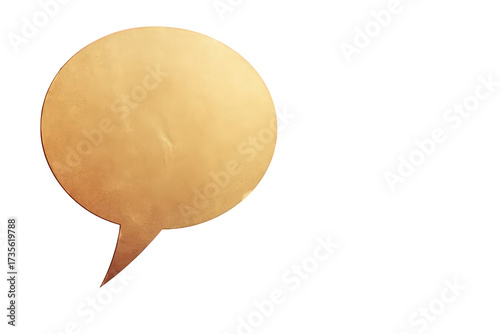 Golden Textured Speech Bubble Isolated on Transparent Background for Message Overlay Conversation Communication or Dialogue Symbol Concept