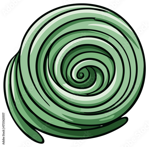 Abstract Light Green Spiral Vector Design with Bold Outline for Swirls and Twists