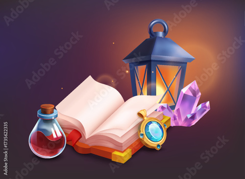 Heroic Fantasy Game Composition Featuring Items