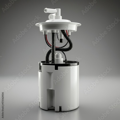 A modern automotive in-tank fuel pump module assembly shown in a detailed studio shot against a clean gray background.