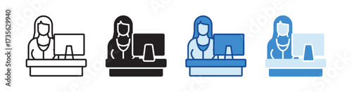 Office Secretary Multistyle Vector Icon Isolated On White Background