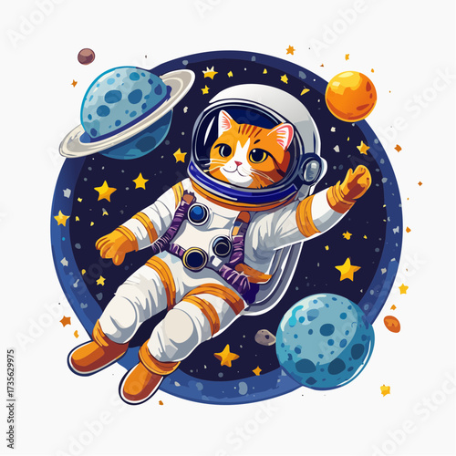  a cat astronaut floating in space,