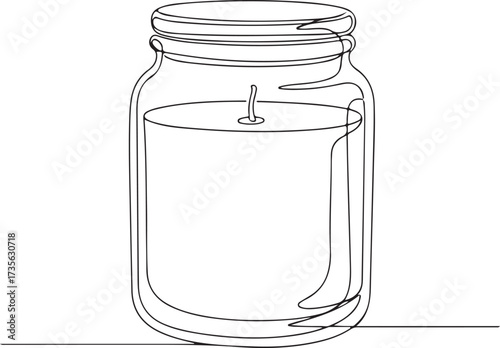 Minimalist line art drawing of a candle jar