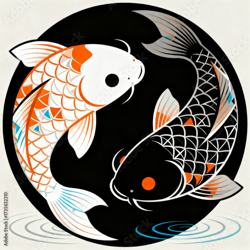 Koi Fish Yin Yang Vector Art
