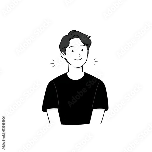 a simple black and white cartoon of a men, generation AI 