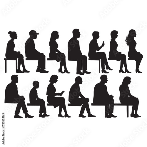 men and 
women and teenagers sitting vector