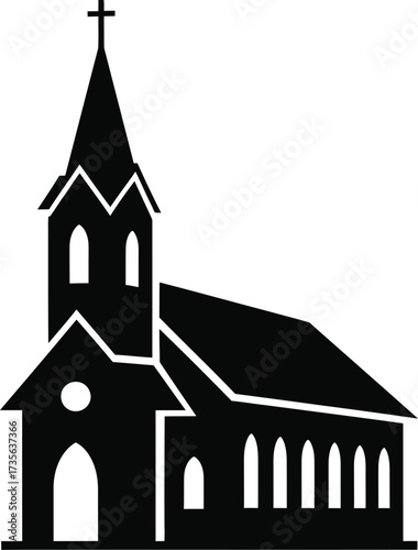 Silhouette of a traditional church building with steeple