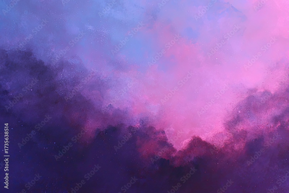 Fototapeta premium A vibrant, textured illustration depicting an ethereal, dreamy cloudscape in shades of purple and pink