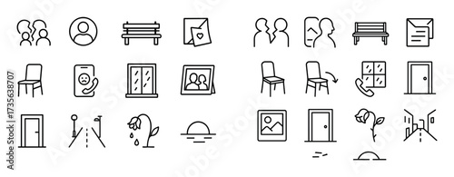 Minimalist Sadness Icon Set