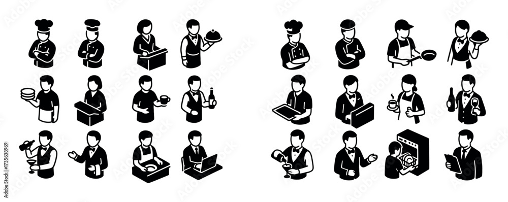 Naklejka premium Restaurant Staff Icons