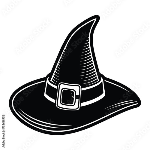 Witch hat with buckle and subtle shadowing single