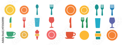 Colorful Tableware Icons