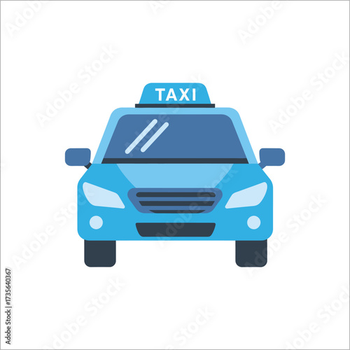 Blue taxi cab driving on city street providing transportation for passengers with a modern and efficient service.
