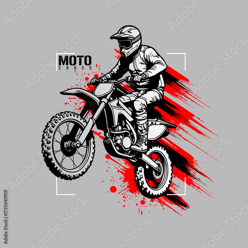 Extreme Sports Motocross Rider Action , vector illustration