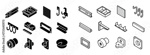 Isometric Storage Icons Grid