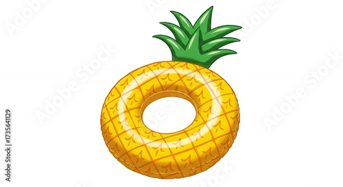 Graphic illustration of pineapple shaped inflatable ring on white background
