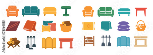 Colorful Furniture Icon Grid