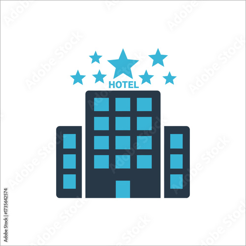 Hotel building stands tall with stars above, representing luxury and comfort for travelers seeking accommodation during their vacation.
