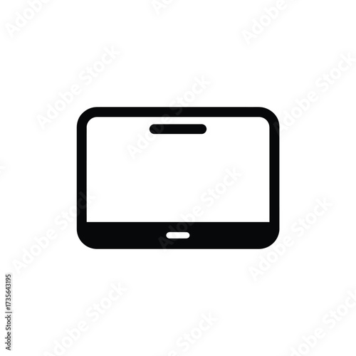 Simple black and white icon of a tablet device