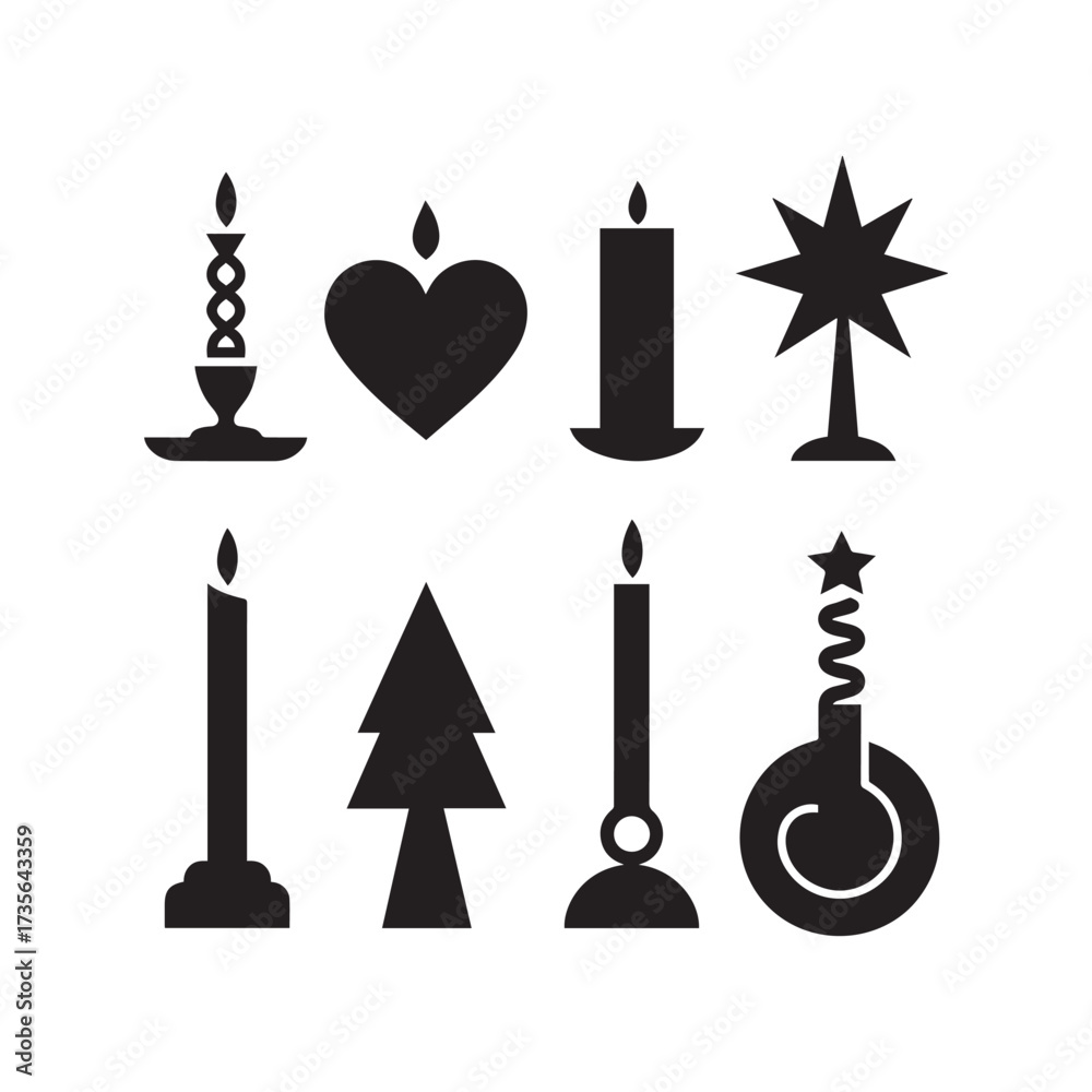 Fototapeta premium A Set of candle silhouettes with varying shapes and sizes.