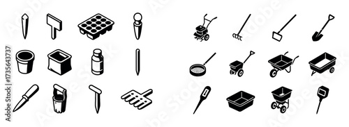 Isometric Garden Tool Icons