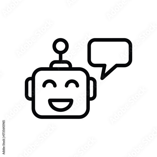 Friendly robot icon with a speech bubble