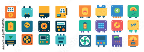 Solar Power Inverter Icons