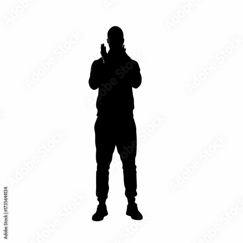 Trainer clapping to motivate learners silhouette isolated on white background