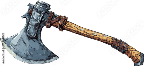 comic style illustration of battle axe