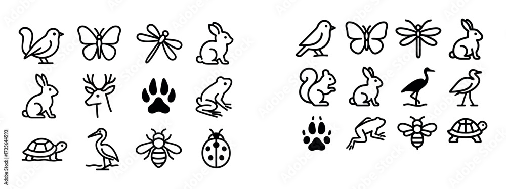 Fototapeta premium Minimalist Wildlife Icons