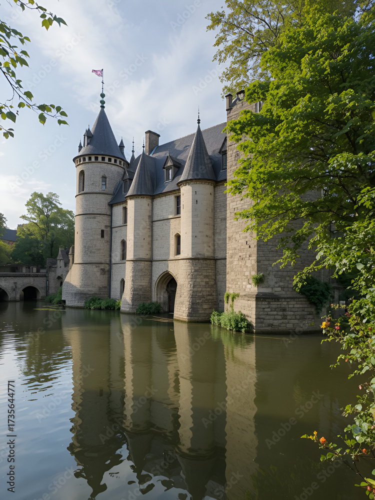 Fototapeta premium Medieval castle Gravensteen (Castle of the Counts) in Ghent, Bel